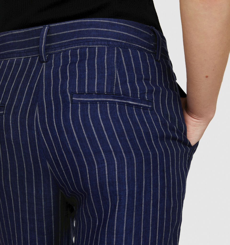 Pinstripe trousers in 100% linen - women's regular fit trousers - Dark Blue | Sisley image number 5